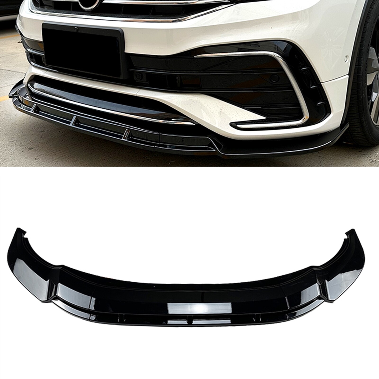 Gloss Black Car Front Bumper Spoiler Lip For VW Tiguan R Line 2021-2023 2022