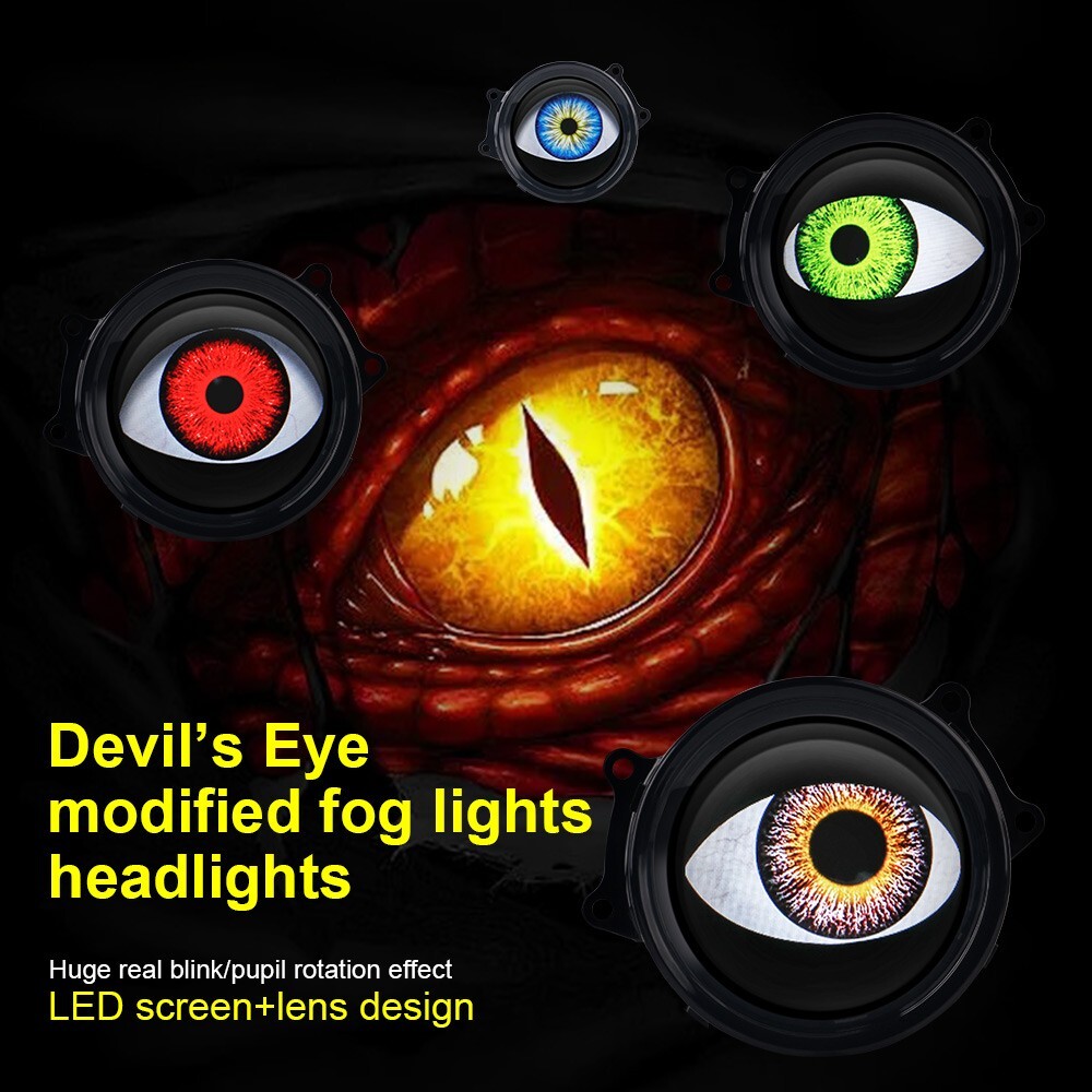 Devil Eyes LED headlights dynamic remote control 33 modes of lenses Blink lights