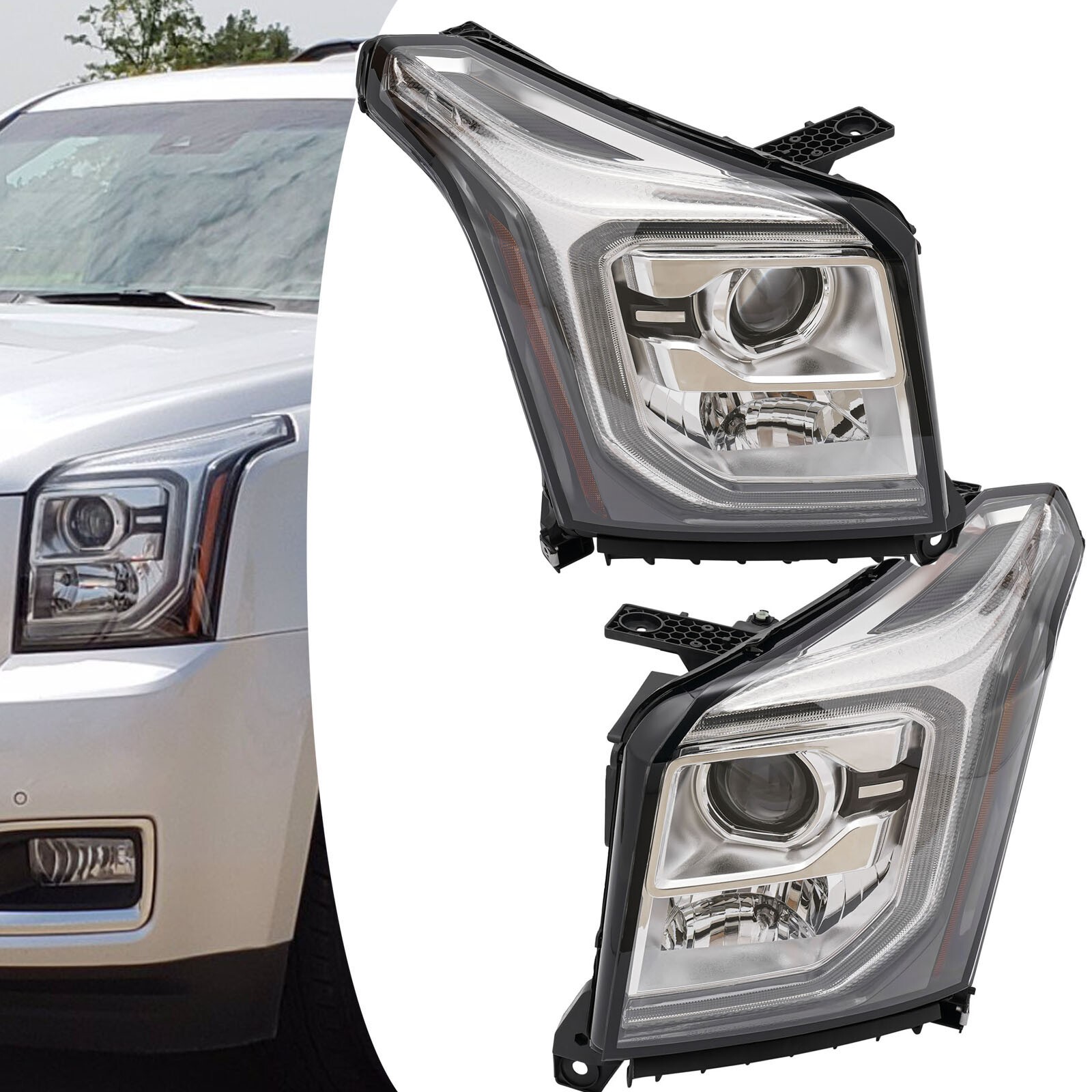 For 2015-2020 GMC Yukon XL Left+Right HID Xenon Headlight Headlamp Headlights