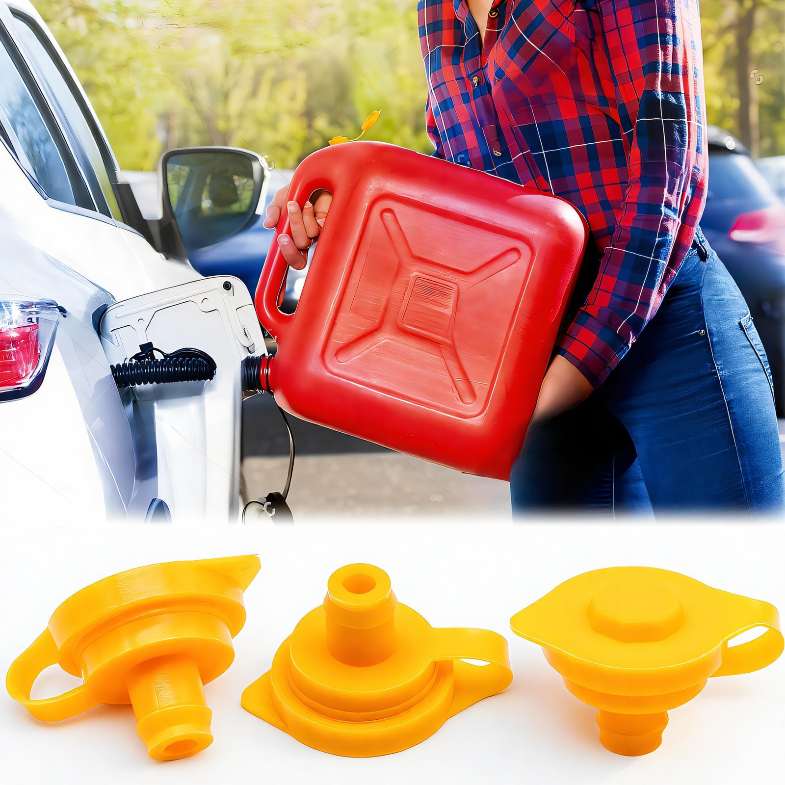 MEAJOO Yellow Gas Can Nozzle Kit, Half, Two, Five & Ten Gallon