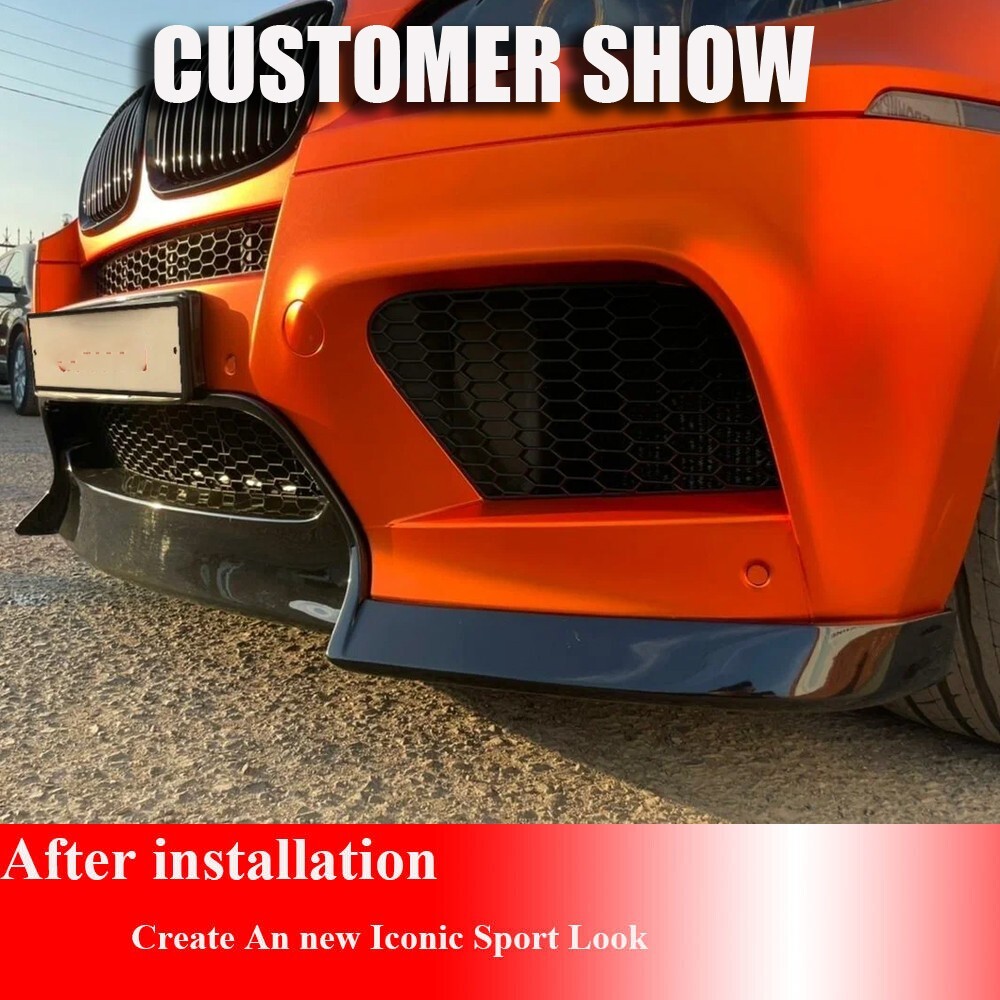 Fits BMW E71 X6M E70 X5M 2010-2014 GLOSS BLACK Front Bumper Lip Spoiler Splitter