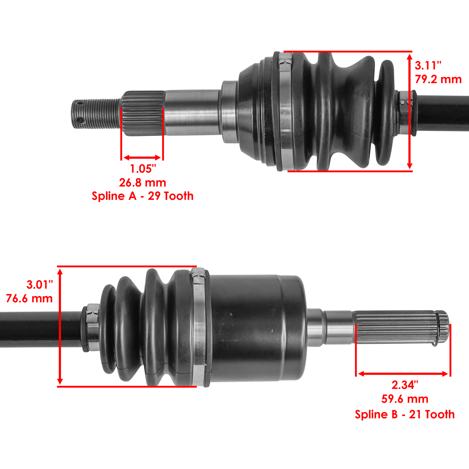 Caltric 705401937 705401936 Front Left & Right CV Axles For Can-Am