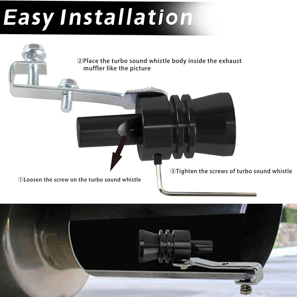 Universal Car Turbo Sound Whistle Simulator Sound Pipe Auto Exhaust Muffler Pipe
