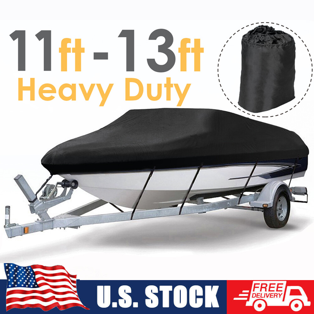 Trailerable Boat Cover Waterproof Heavy Duty V-Hull Runabouts 11-13ft