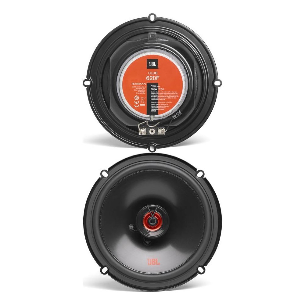 JBL Club 620F 6.5″ Shallow-Mount 165W 2-Way Upgrade/Replacement Car Speakers