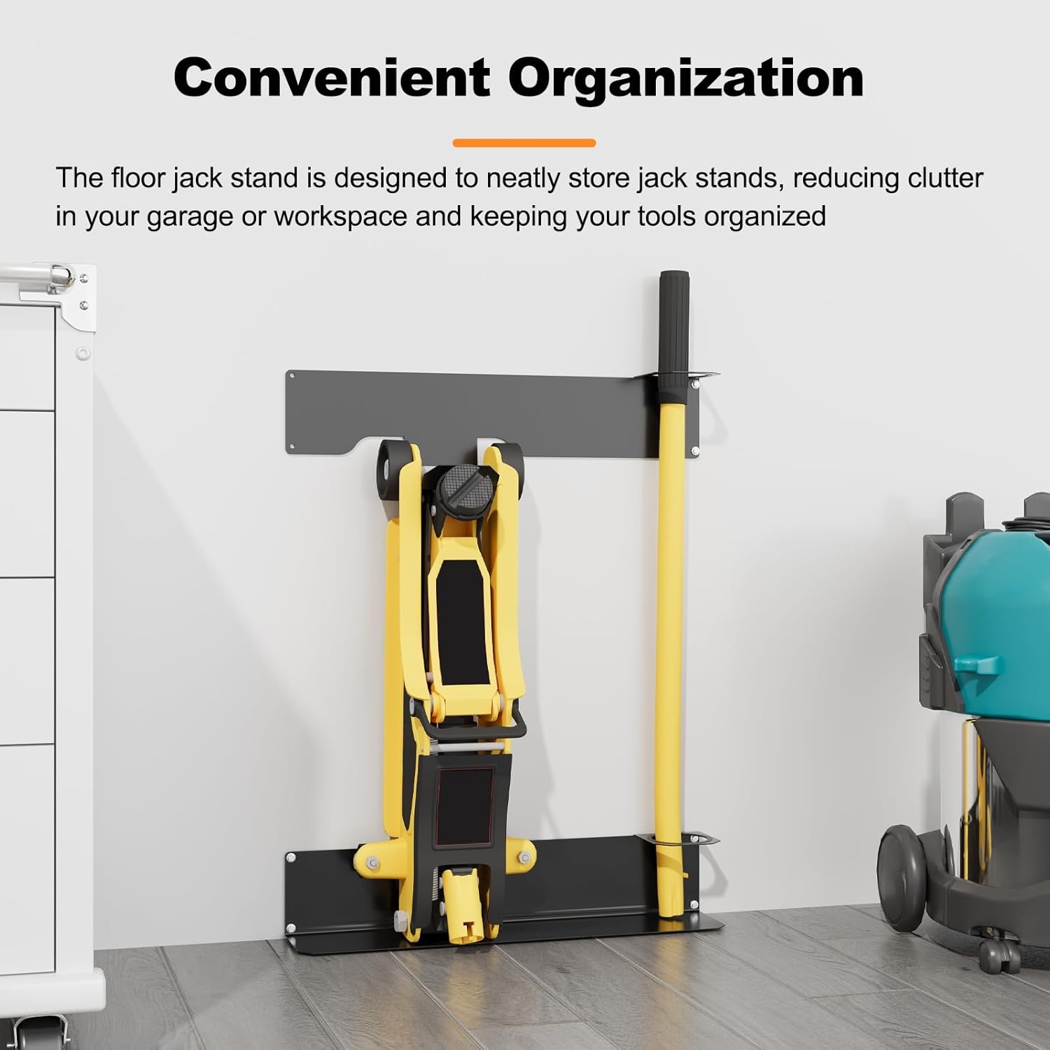 Wall-Mounted Floor Jack Stand Storage for Racing Jacks From 1.5-3 tons
