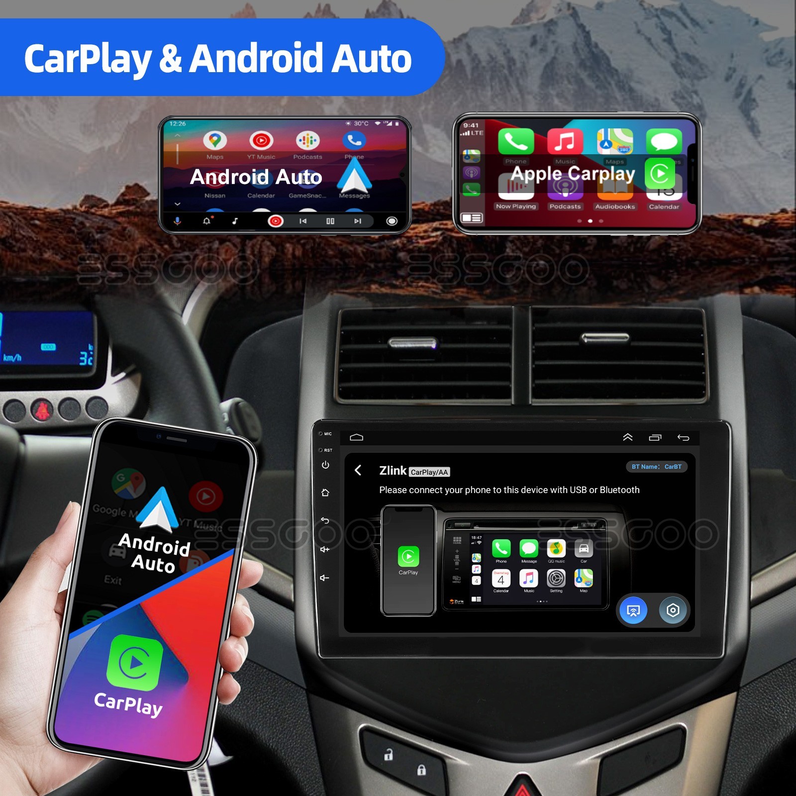 9″ For Chevrolet sonic Aveo 2011-2016 Car Stereo Radio GPS CarPlay 4+64GB Camera