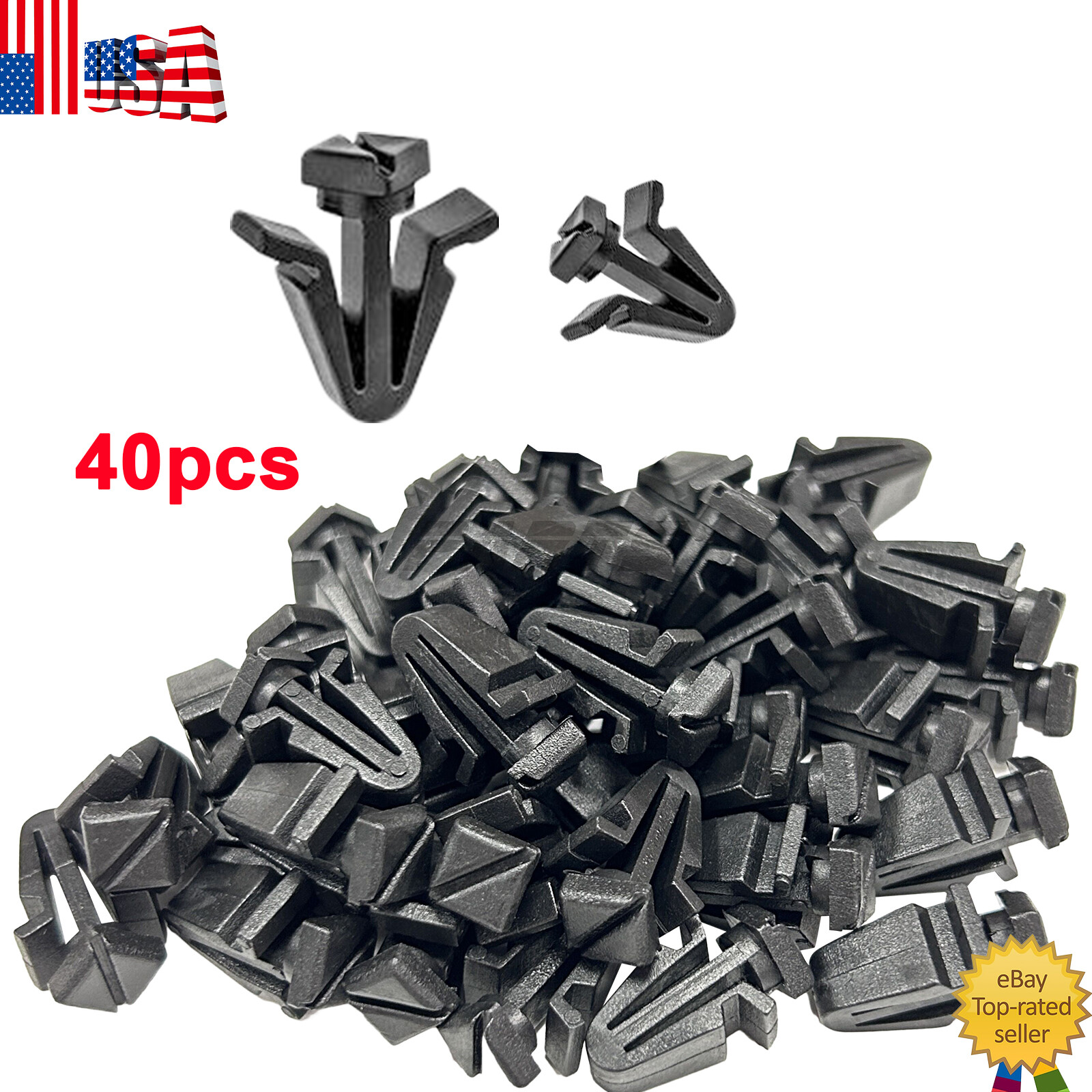 40 Pieces Grille Clip, Black for Nissan: 01553-03831; 62318-01WOO