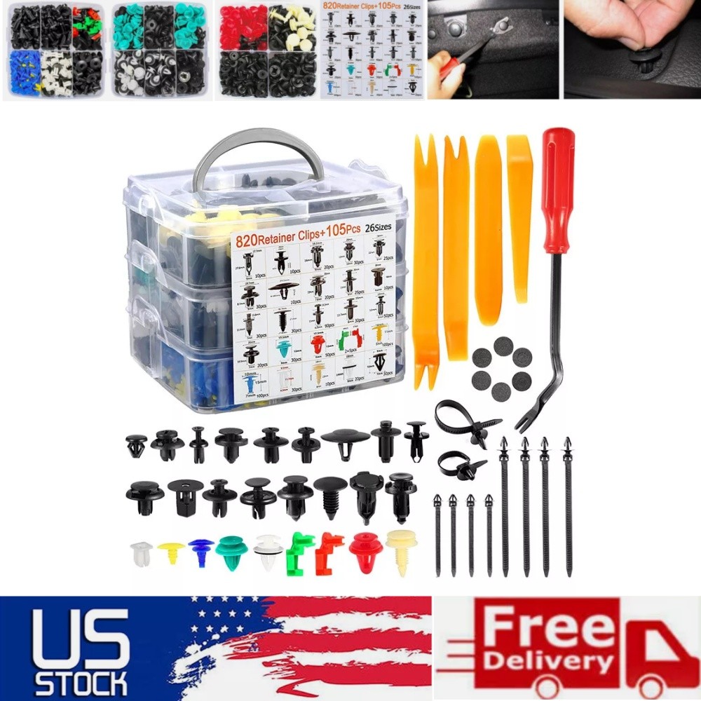 925PCS Car Body Push Pin Rivet Trim Panel Fastener Clip Moulding Assortment Part