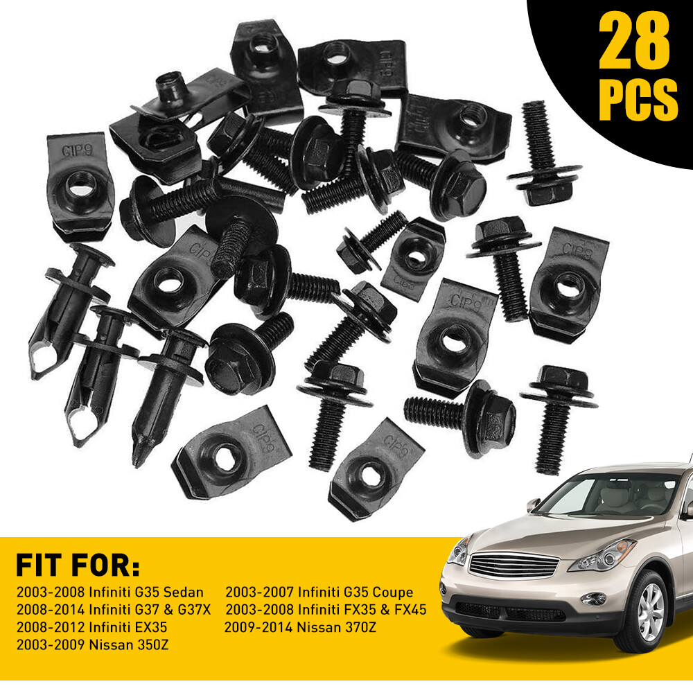 28pc Car Engine Splash Shield Bumper Hardware Kit Body Bolt Screw nut Clip Rivet