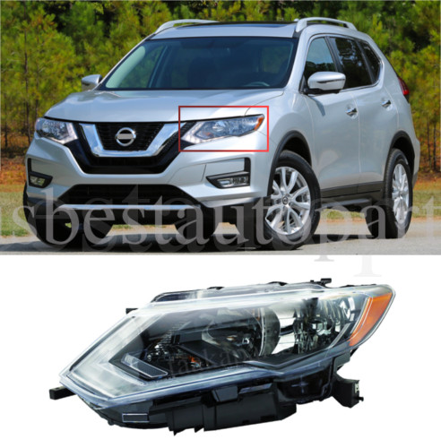 For 2017-2019 Nissan Rogue Drive Left Halogen Headlight Headlamp W/LED DRL