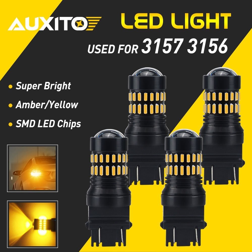 2-50X 3157 3156 LED DRL Error Free Amber Yellow Turn Signal Parking Light Bulbs