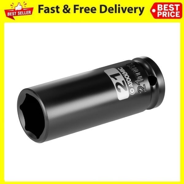 1/2″ Drive 21mm Deep Impact Socket 6 Point CR-MO Metric Axle Nut Removal Tool