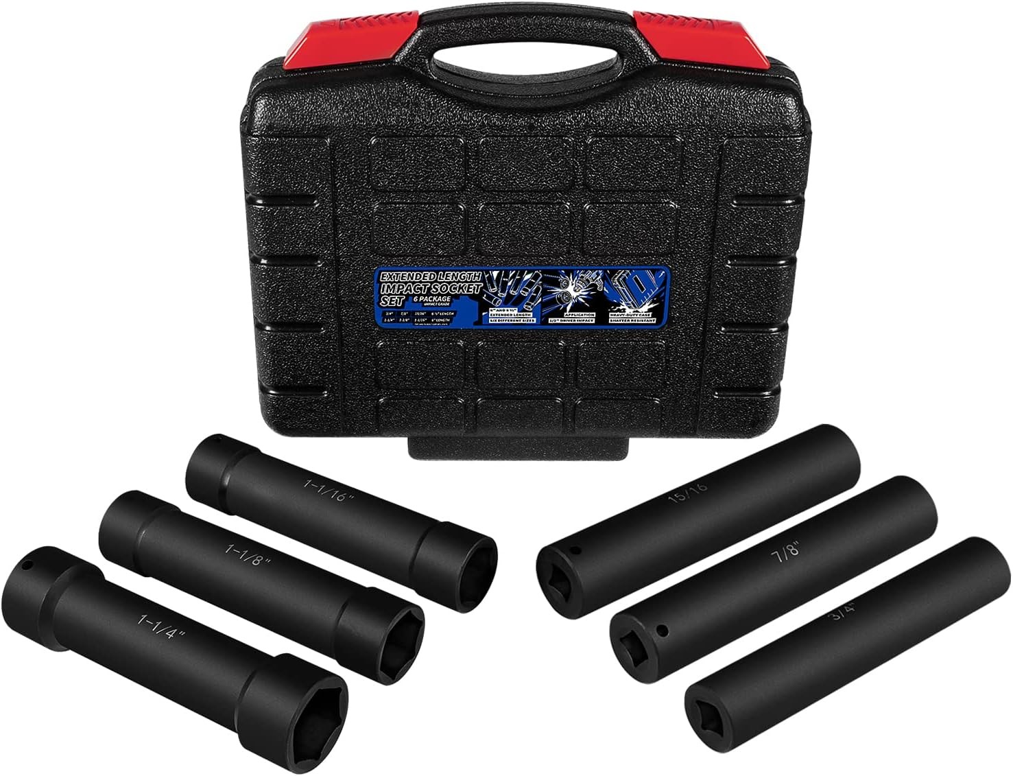 1/2″ Drive HeavyDuty Extended Length Sockets Extra-Deep Length Impact Socket Set