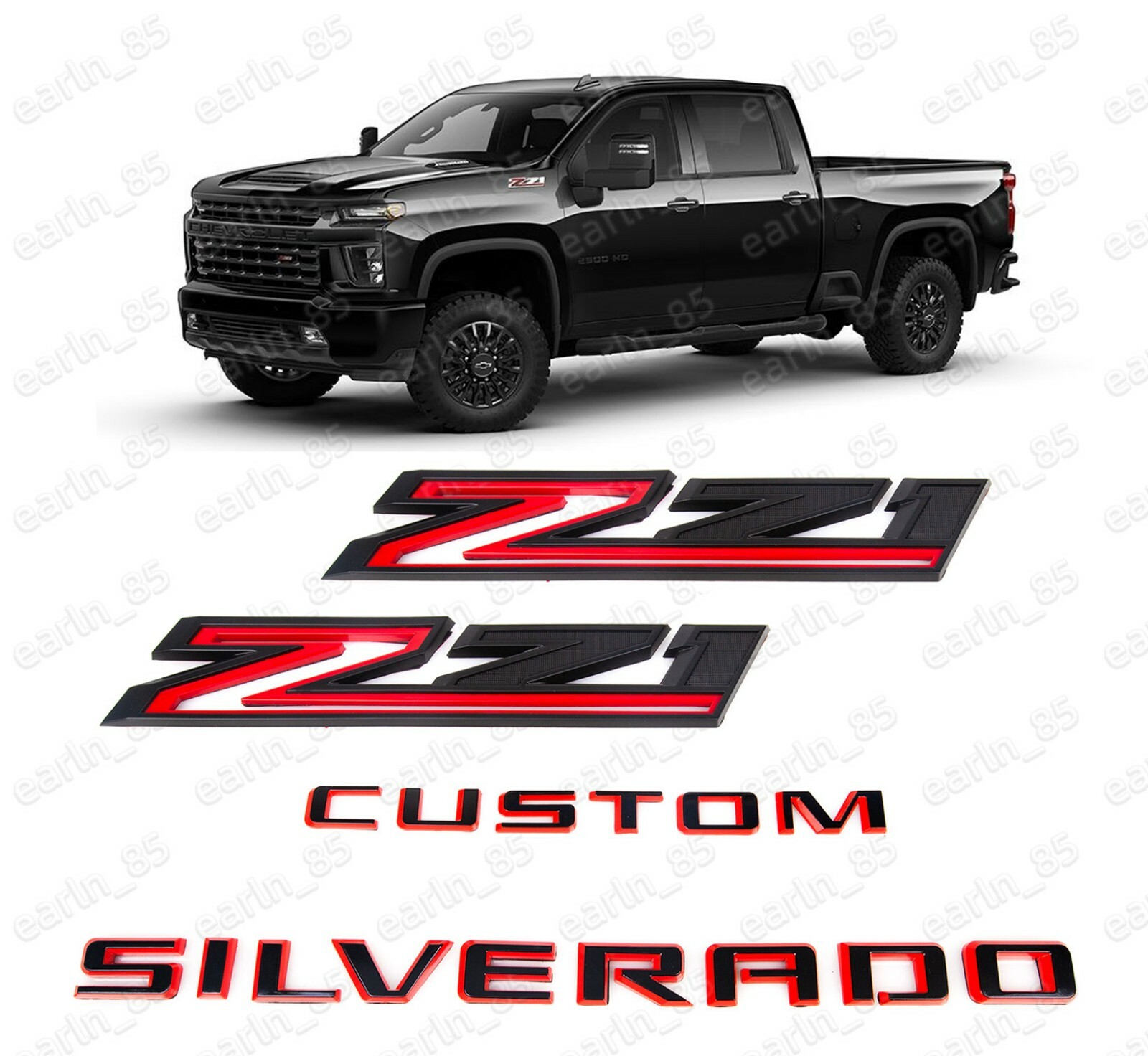 4PCS Red Matte Black 2019-2024 Silverado Z71 Emblem Badge Custom Nameplate NEW