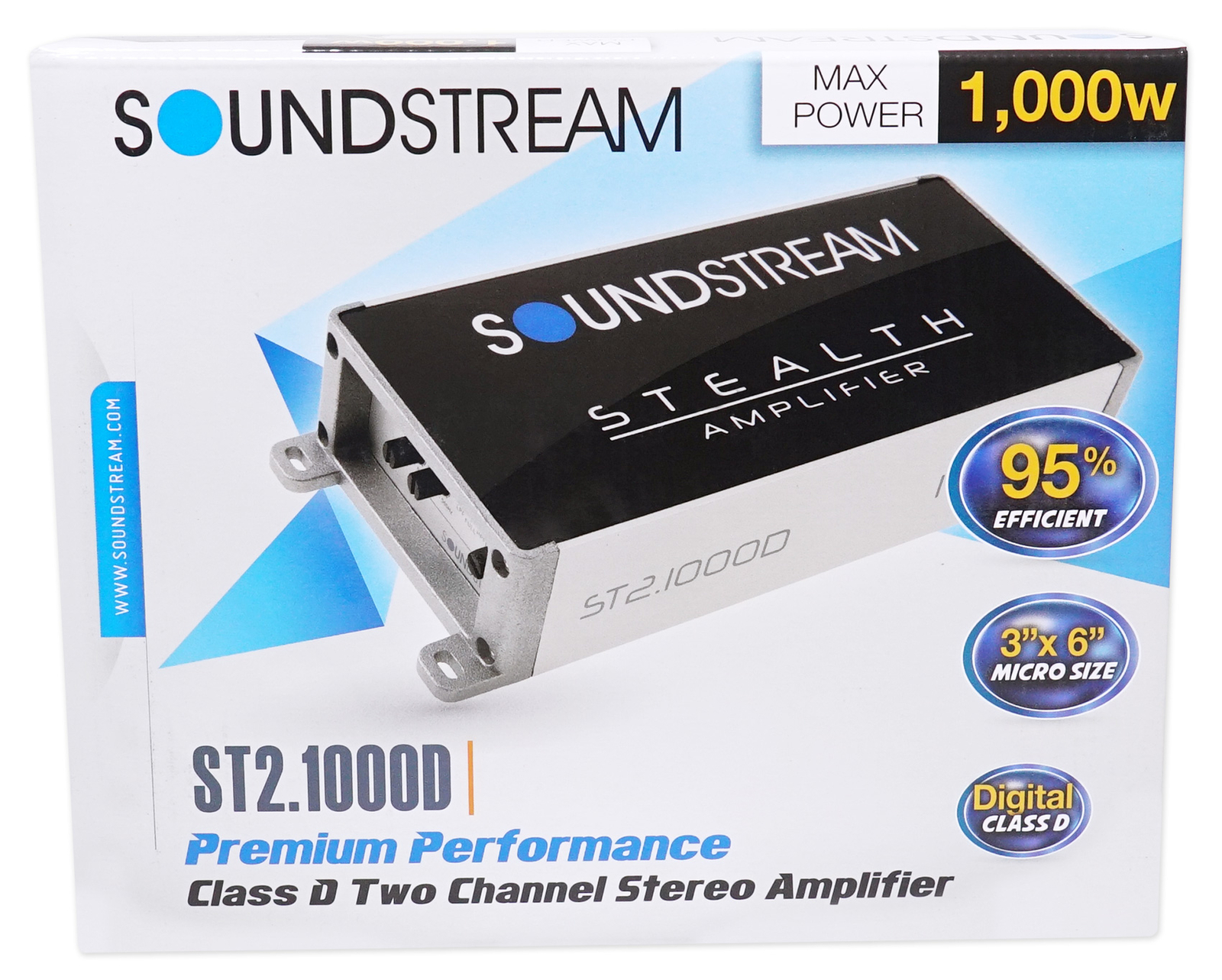 Soundstream ST2.1000D 1000w 2-Channel Amplifier Amp For Polaris RZR/ATV/UTV