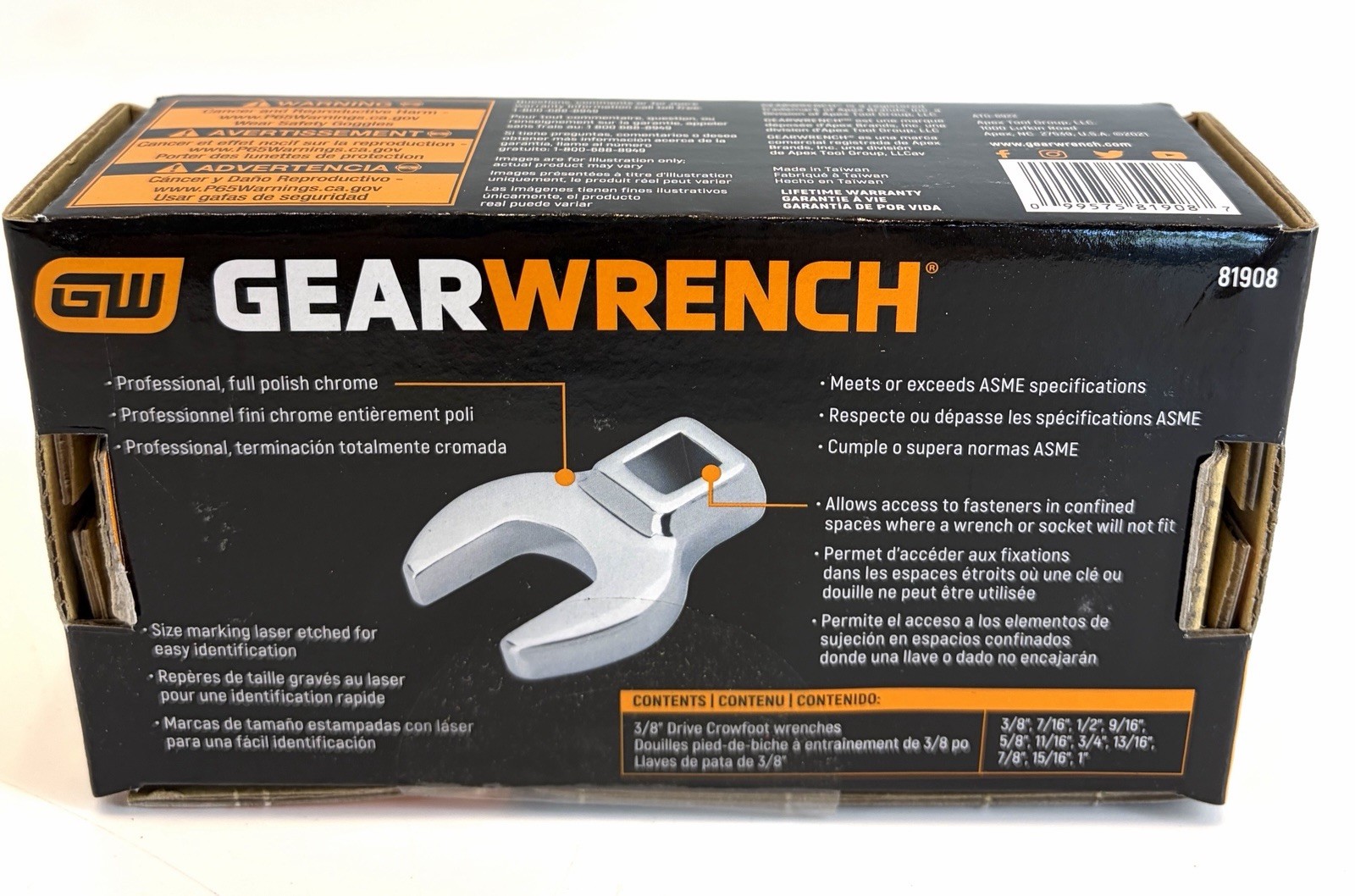GEARWRENCH 11 Pc 3/8 in SAE Drive Crowfoot Wrench Set 3/8- 1 in Model 81908