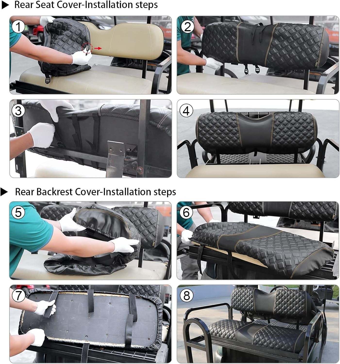 Golf Cart Rear Seat Covers Universal for EZGO Club Car – Roykaw Kit