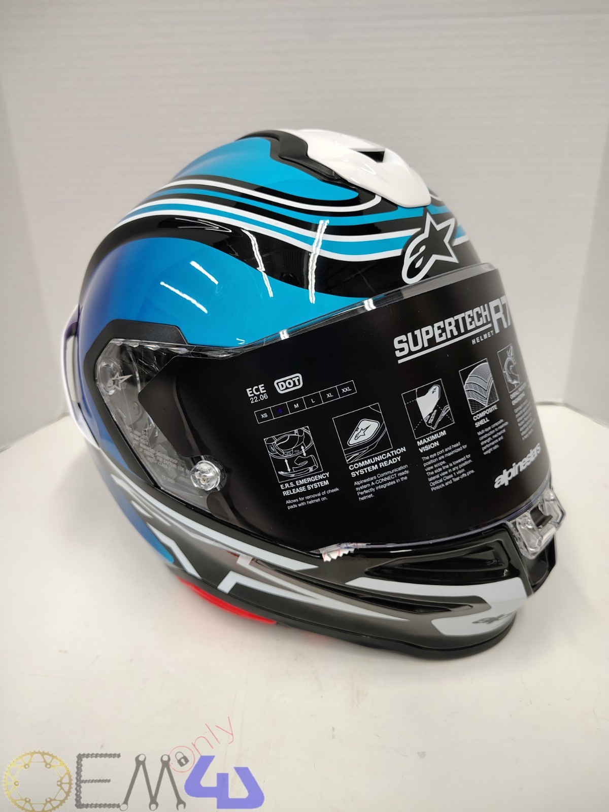 Alpinestars Supertech S-R7 Zeal Gloss Black/Blue/Pink Helmet ECE06/DOT Pick Size