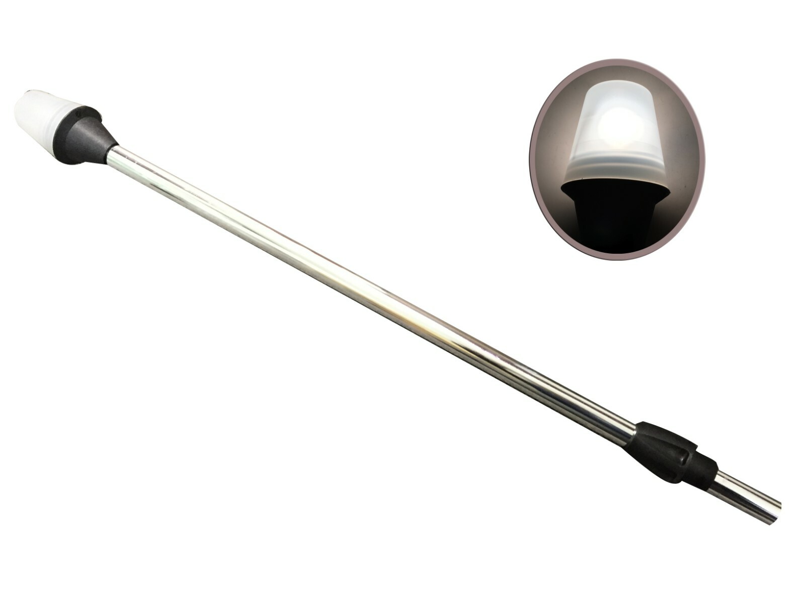 MARINE BOAT NAVIGATION ALL-ROUND STERN LIGHT 24″ PLUG IN ALUMINUM POLE WHITE