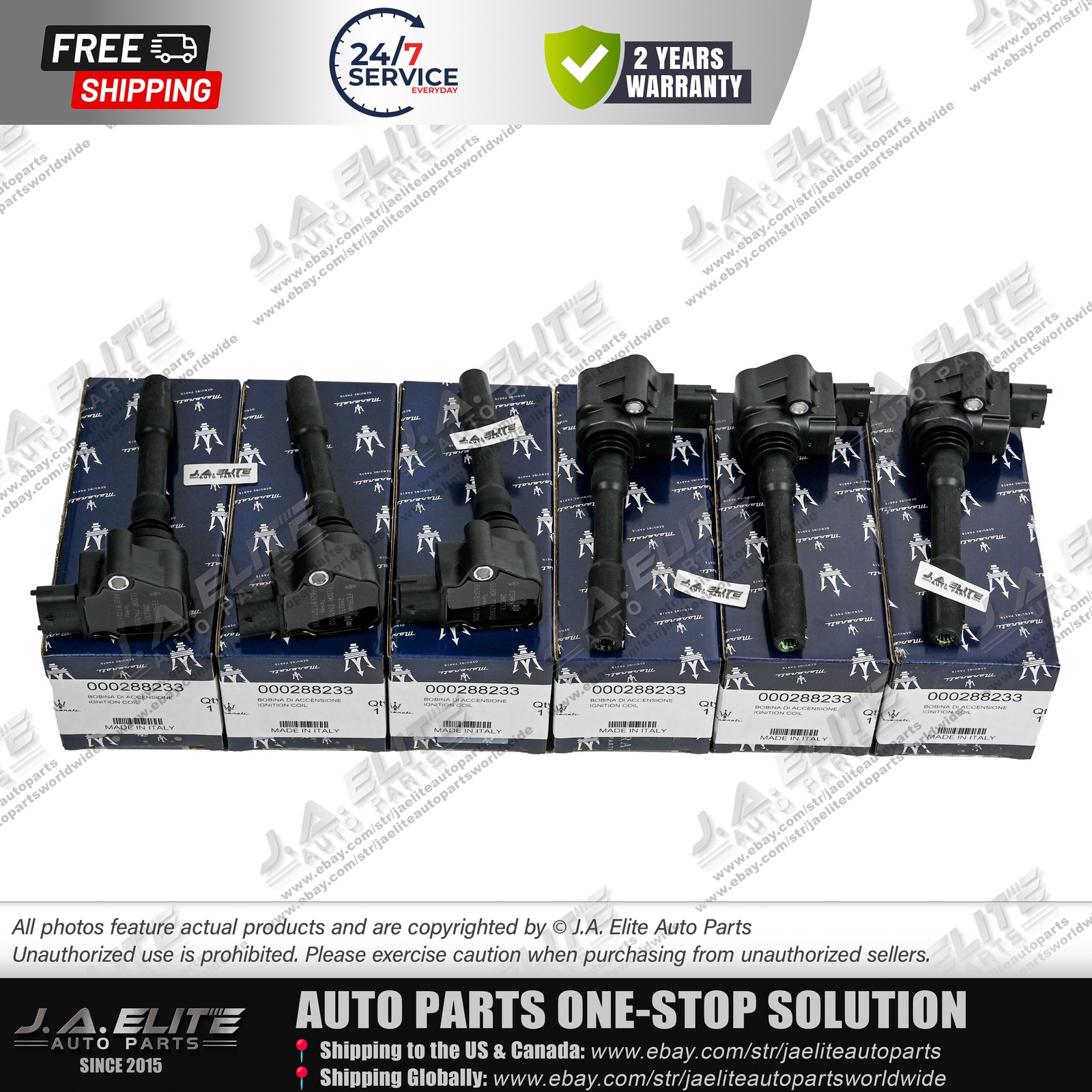 6pcs Genuine Ignition Coils for Maserati Ghibli Levante Quattroporte 288233