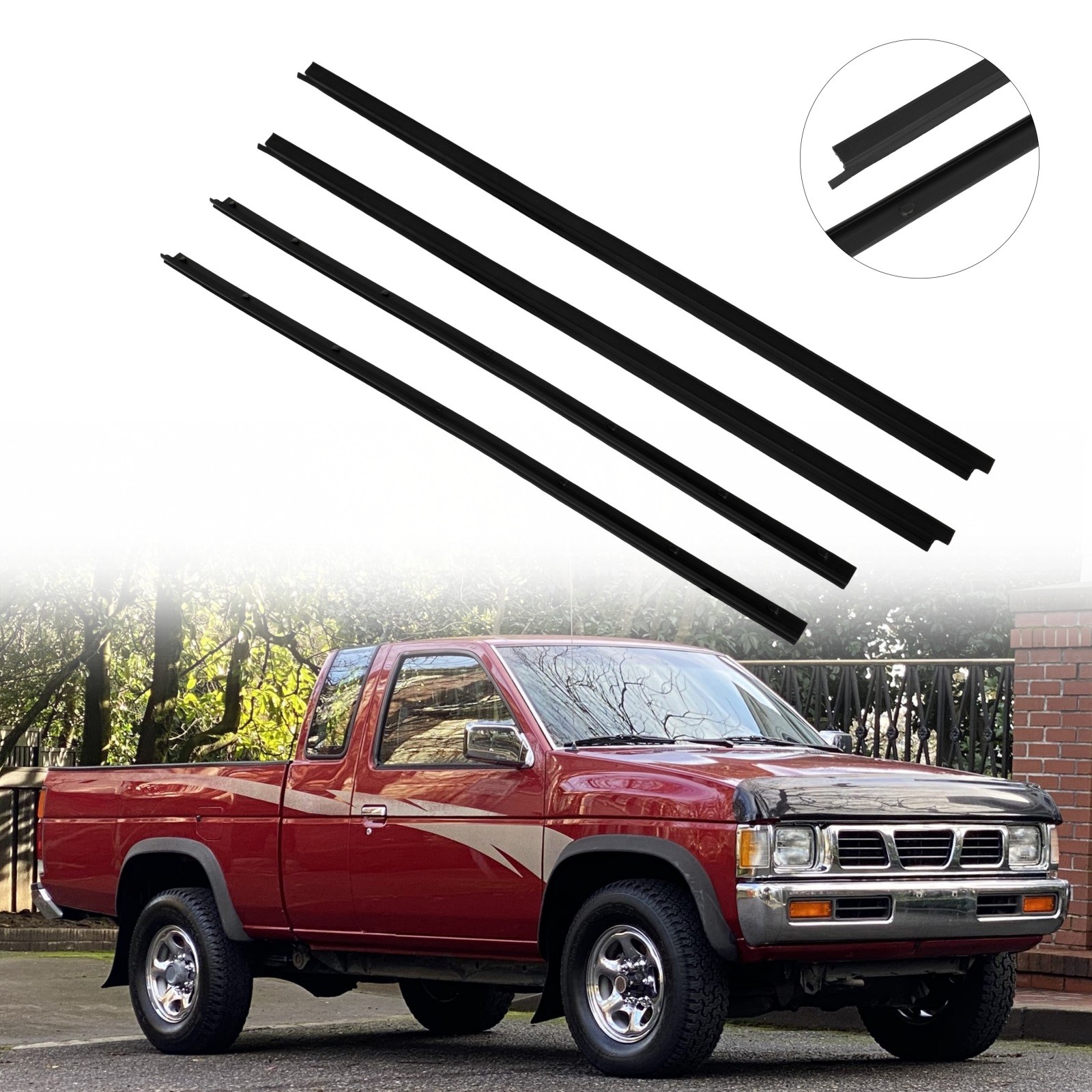 4 X Front Door Window Seal Belt Molding For Nissan Pickup 1986-97 D21 1986-94
