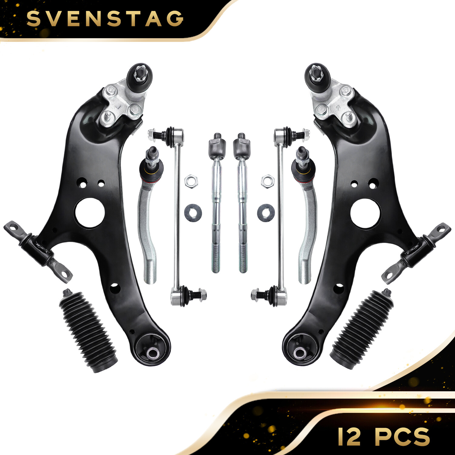 SVENSTAG Control Arm Kit With Sway Bar Links for 2011-2018 Toyota Sienna – 12Pcs