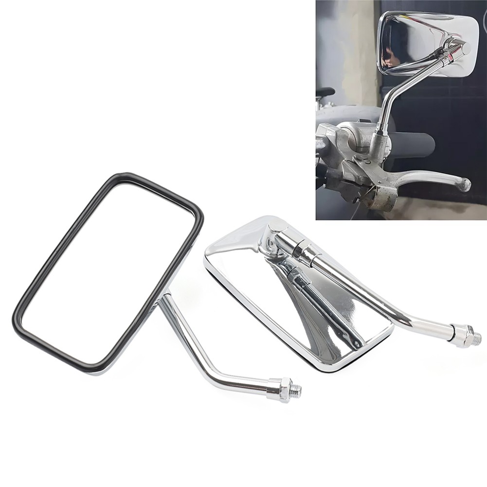 10mm Rectangle Rearview Side Mirrors Chrome Fit Honda Magna 700 VF700C VF750CD