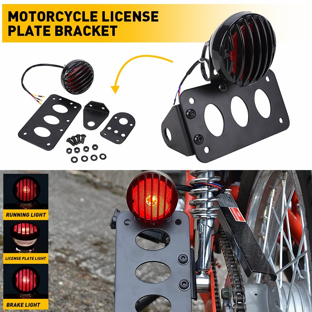 Motorcycle Tail Brake LED Light Side Mount License Plate Bracket For Honda 1/2PC