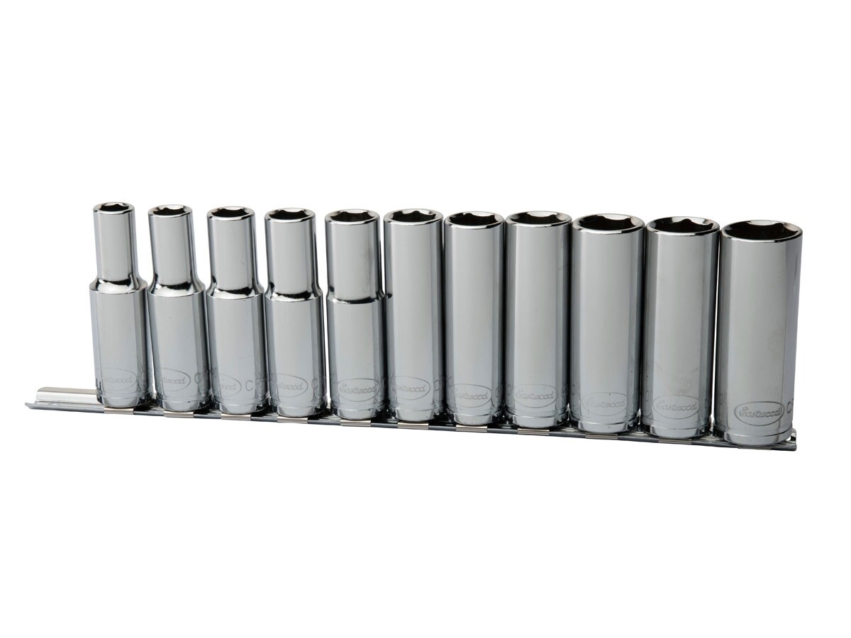 Eastwood 1/2 inch Drive Deep Metric 11 Piece Socket Set Chrome Vanadium Steel