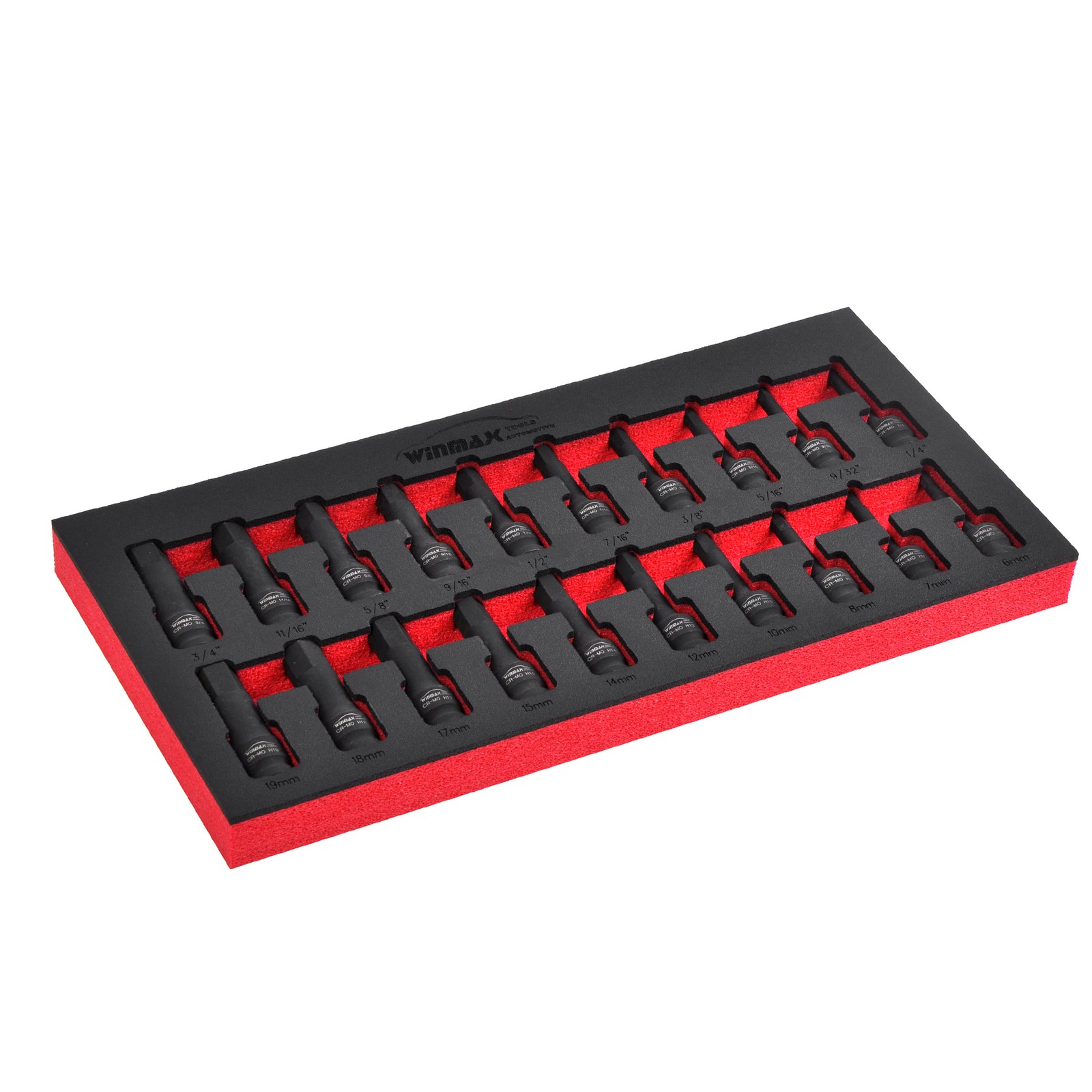 20PC 1/2″ Dr Impact Hex Driver Set SAE/Metric Size Cr-Mo Steel Socket 1/4″- 3/4″