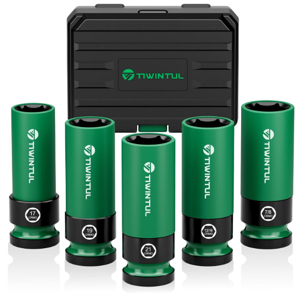 1/2″ Wheel Protector Impact Socket Set, 5Pcs Non-Marring Lug Nut Socket Set, …