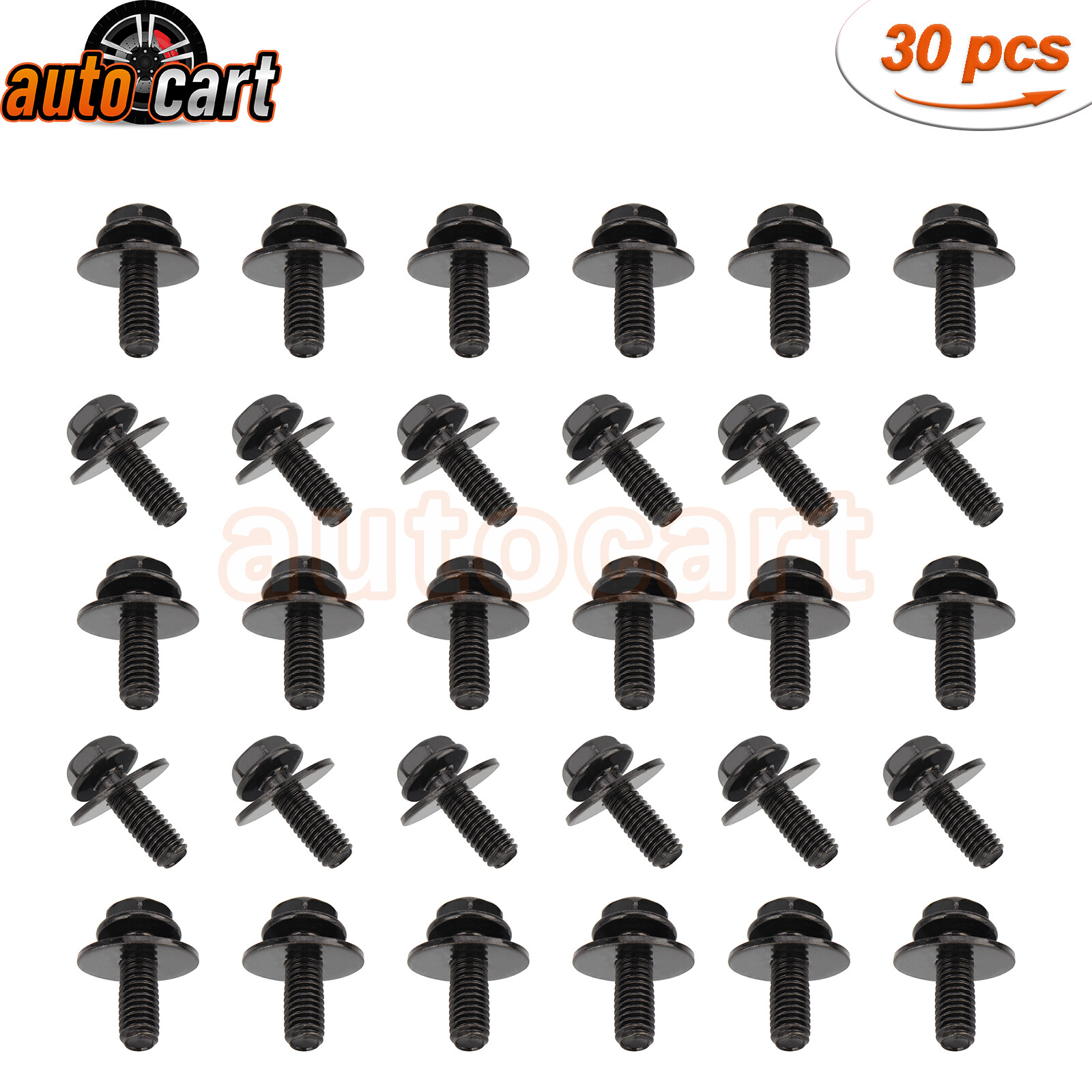 For Toyota Body Bolts- M6-1.0 x 16mm Long- 10mm Hex- 17mm Washer- 30 bolts- #180