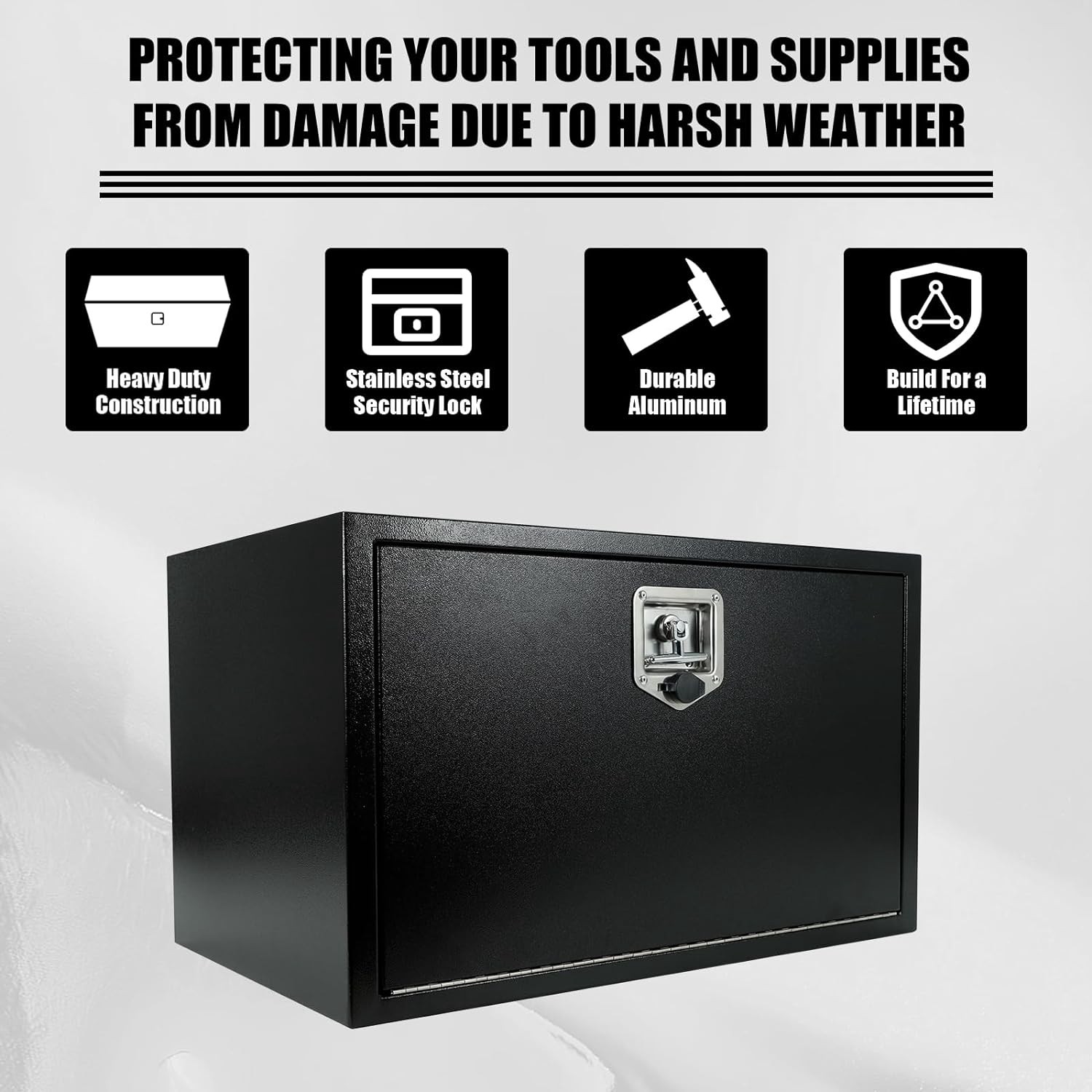 36 In. X 18 In. X 18 In. Black Iron Underbody Truck Storage Tool Box w/Lock+ Key