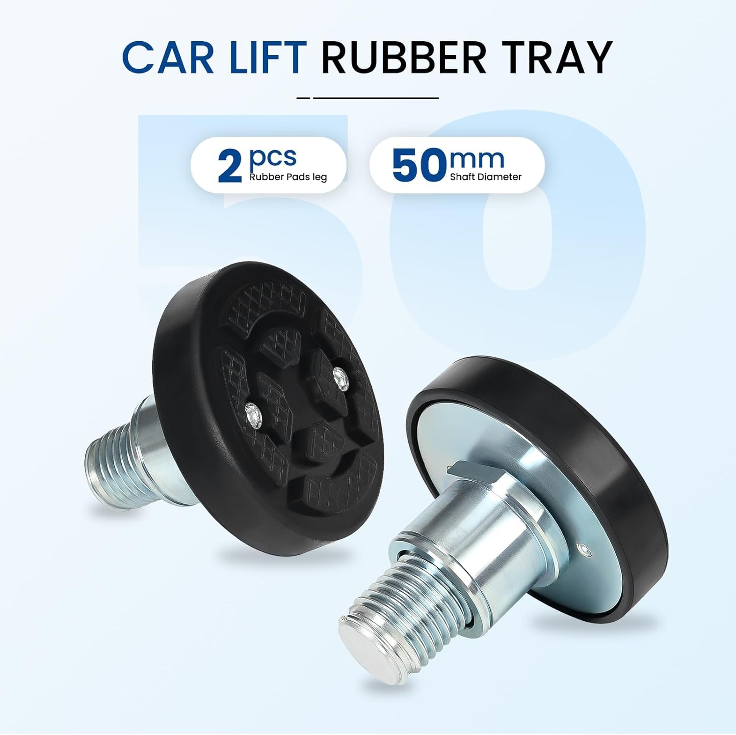 2PK Rubber Heightening Feet & Leg Pads for 50mm Shaft Diameter Car Lift Tray