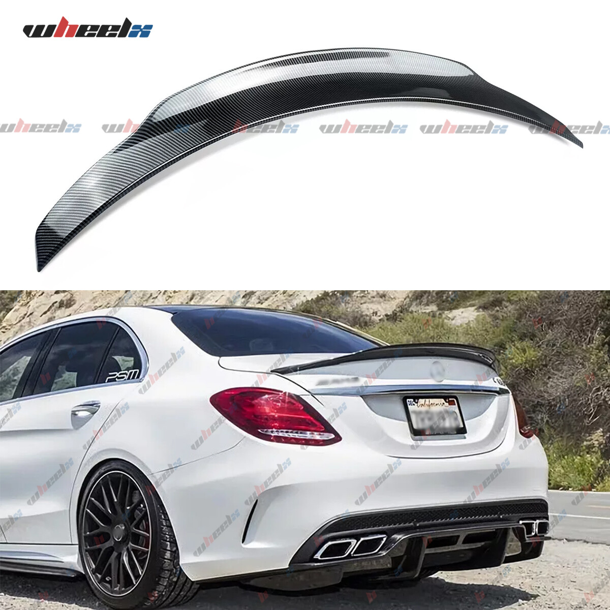 For Mercedes Benz W205 C200 C300 C43 AMG 2015-21 Rear Trunk Spoiler Wing Carbon