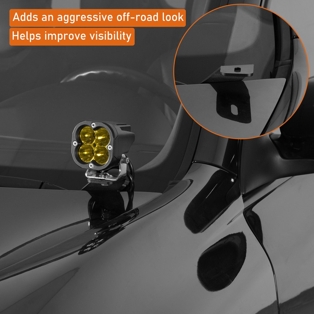 Off-Road Ready: 2-Light Hood Mounts for 955/957 – Full Hood Operation Retained