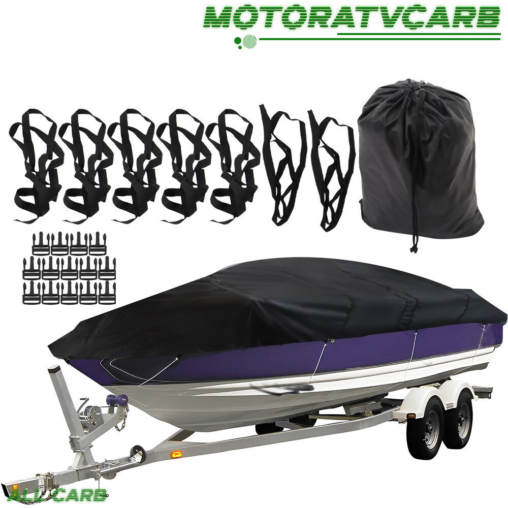 ALL-CARB 12ft 56inch Trailerable Boat Cover For Jon Boat Heavy Duty Black