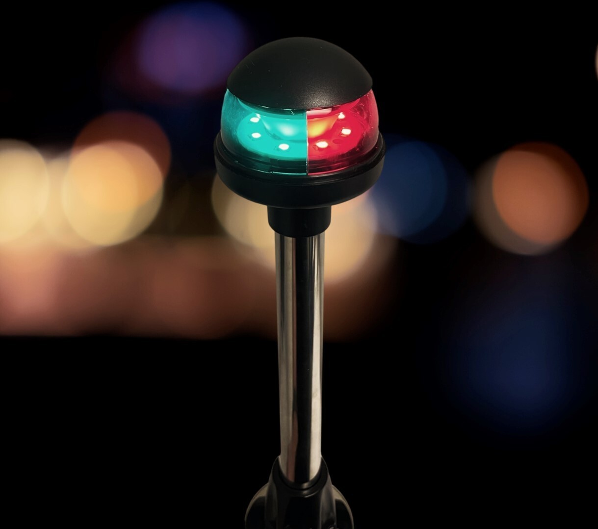 Pactrade Marine LED Green Red Navigation Bow Light 12″ SS304 Pole 2-Prong Base