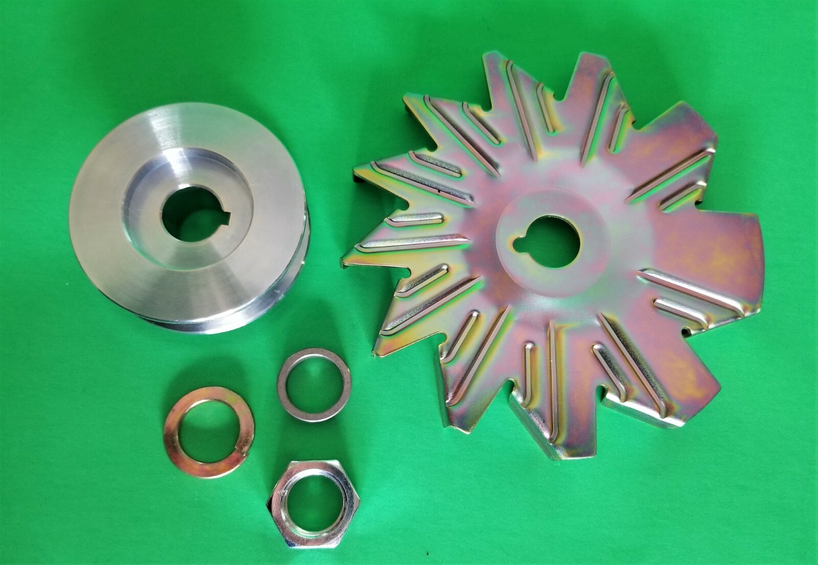 Tractor 1/2in Wide Belt Pulley Set Kit Delco 10SI Alternator Fan Nut Spacer