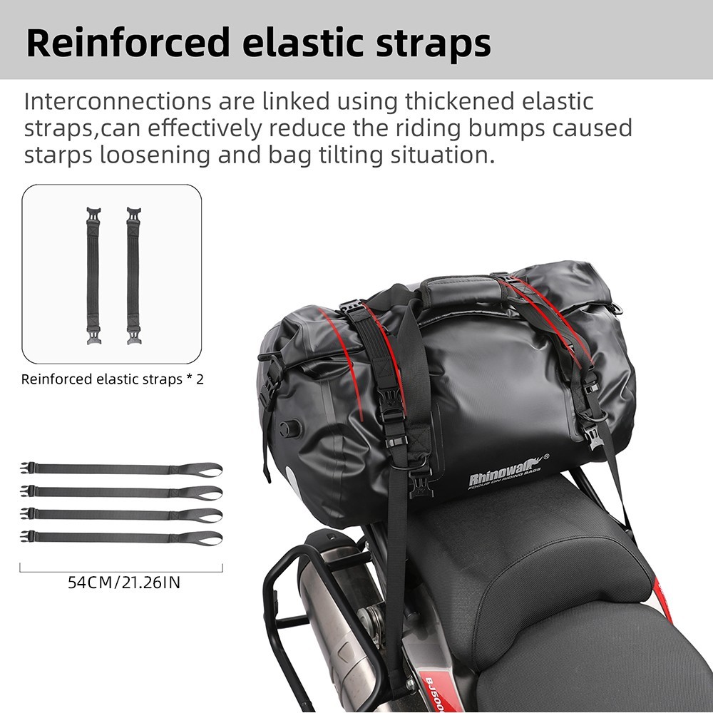 Rhinowalk Waterproof Motorcycle Touring Tail Bag 45L Cycling Shoulder Bag Black