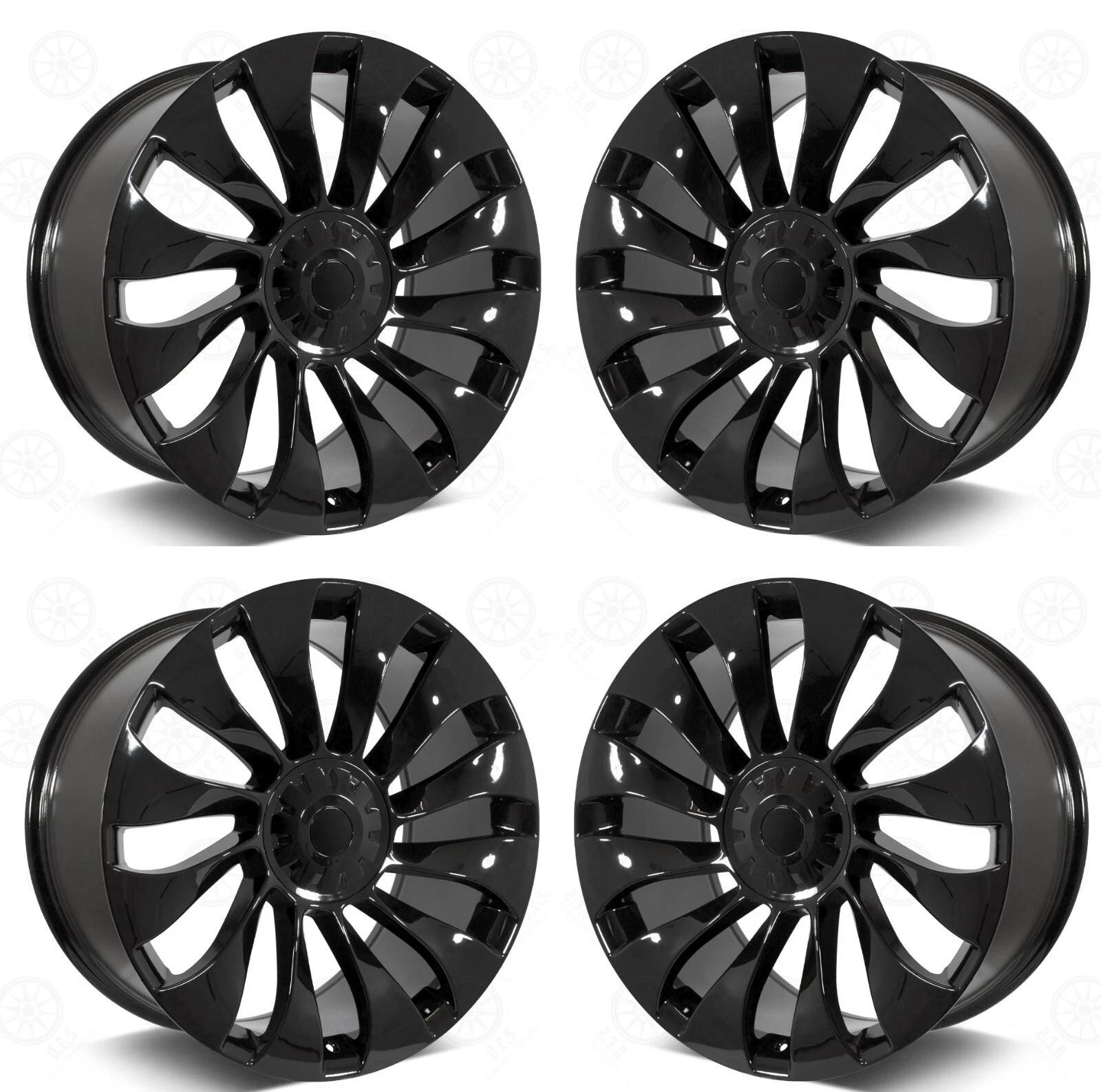 Set of 4 19″ Turbine Wheels 19×8.5 5×114.3 FOR TESLA MODEL 3 Y Base Long Range