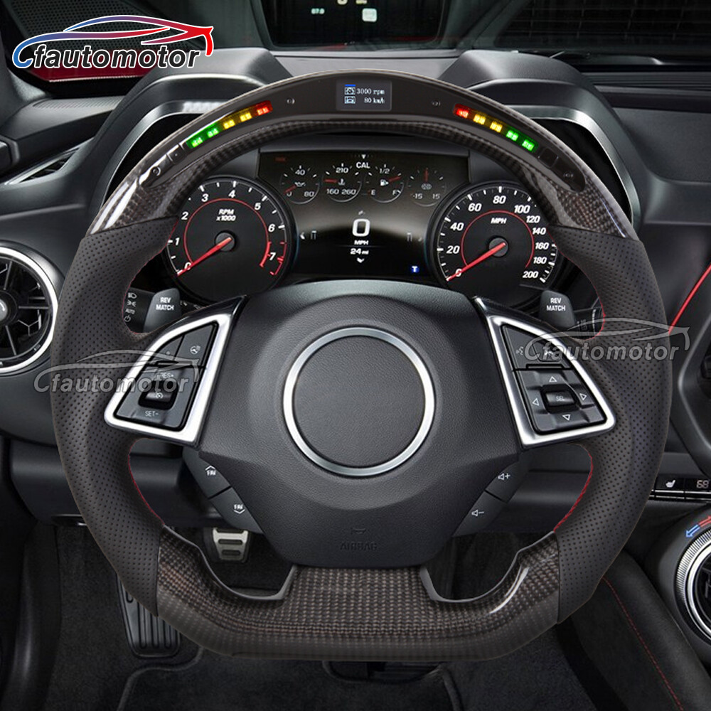 Real Carbon Fiber LED Steering Wheel For Chevrolet Camaro SS ZL1 16-23 No Heated