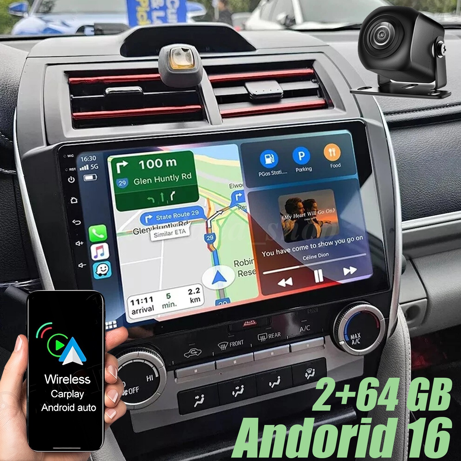 64G Carplay Car Stereo Radio Android 16 For 2012 2013 2014 Toyota Camry GPS Navi