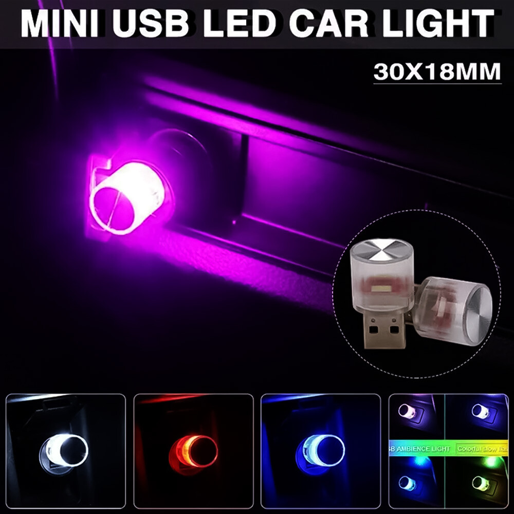 2Pcs 7 Color Car Interior Accessories Mini USB LED Light Neon Atmosphere Parts