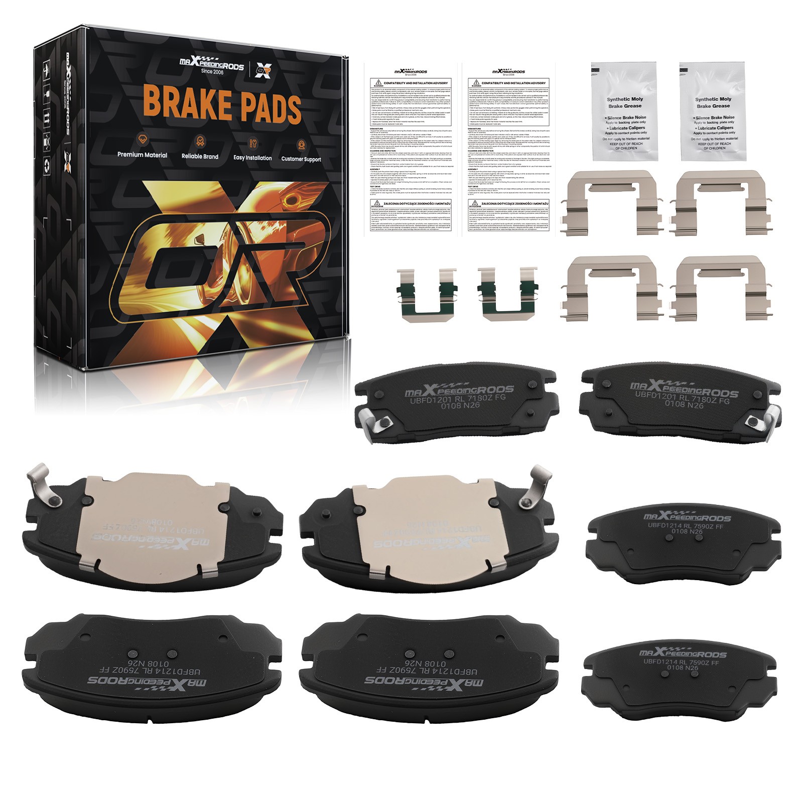 Front&Rear Ceramic Brake Pads Kit for Chevrolet Equinox GMC Terrain 2010-2017