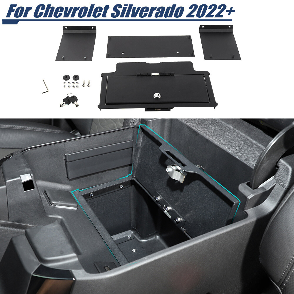 ?Center Console Organizer Gun Safe Box with Key Lock For Silverado SIERR 2022+