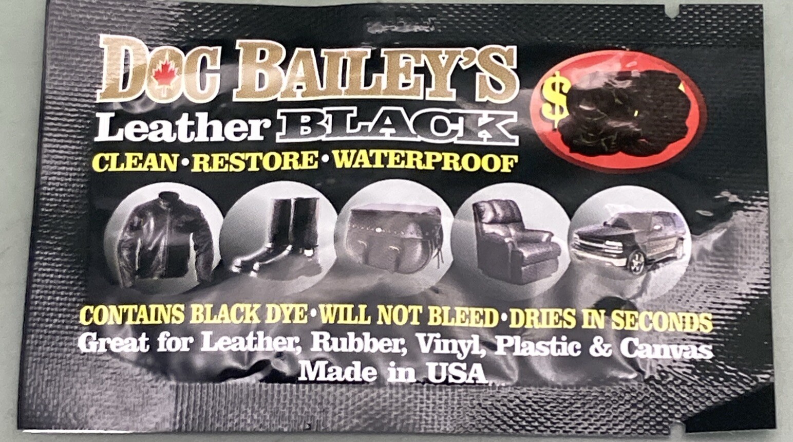 QTY 5 NEW DOC BAILEY’S 8005 SINGLE USE BLACK LEATHER RESTORE & WATERPROOF