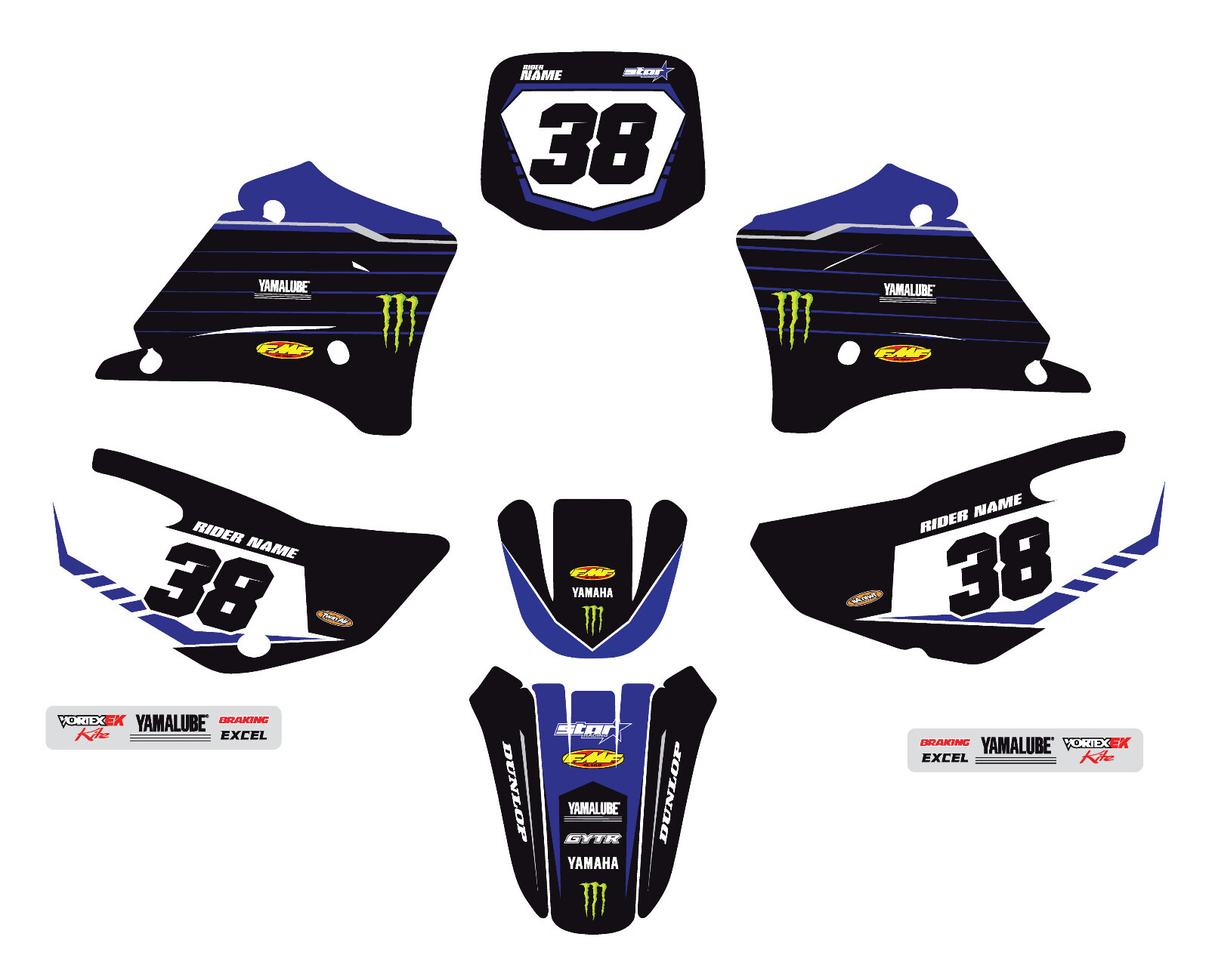 2000 – 2007 YAMAHA TTR125 GRAPHICS KIT MOTOCROSS STICKERS DECALS KIT 21mil Thick