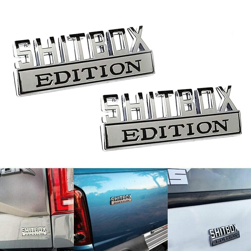 2* Big ShitBox Edition Emblem Badges for Trucks Side Fender Tailgate Funny Decal